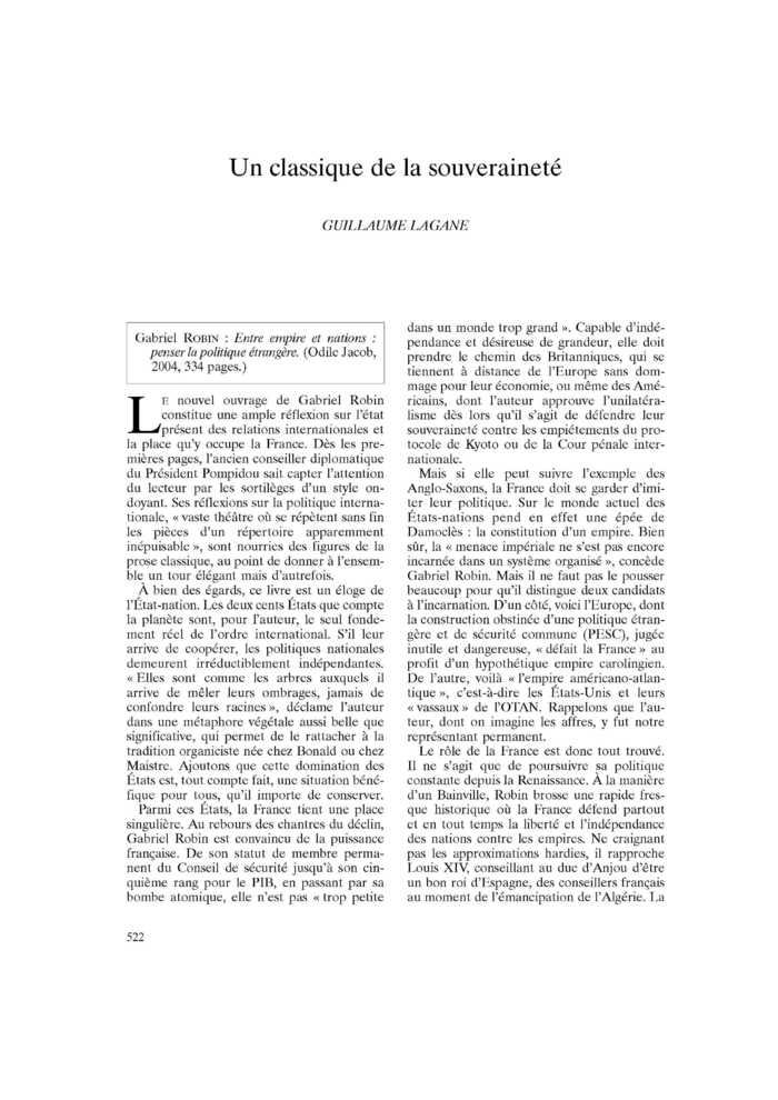 Un classique de la souveraineté
 – page 1