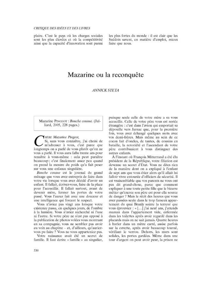 Mazarine ou la reconquête
 – page 1