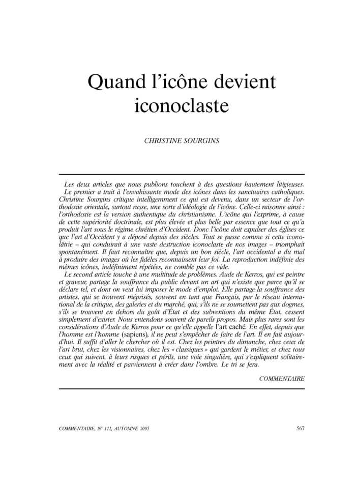 Quand l’icône devient iconoclaste
 – page 1