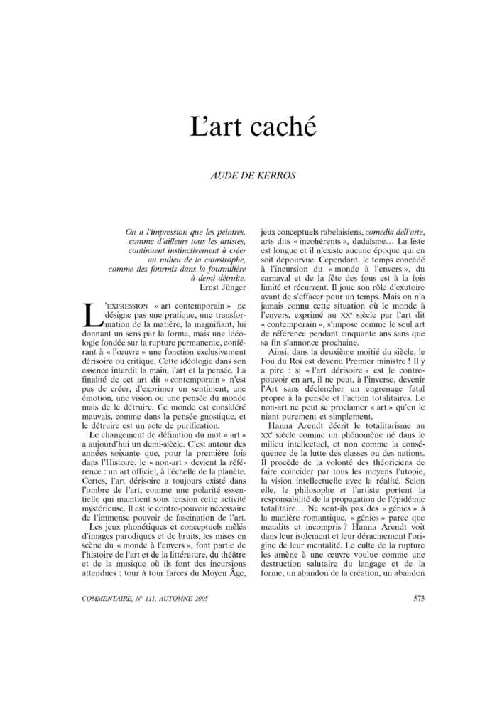 L’art caché
 – page 1