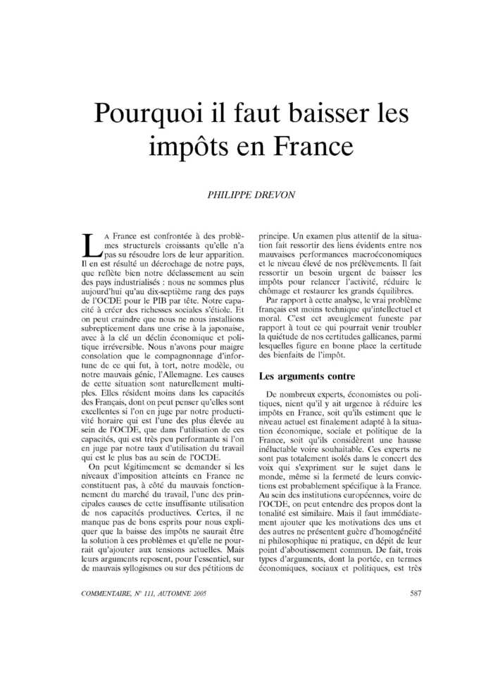 Pourquoi il faut baisser les impôts en France
 – page 1