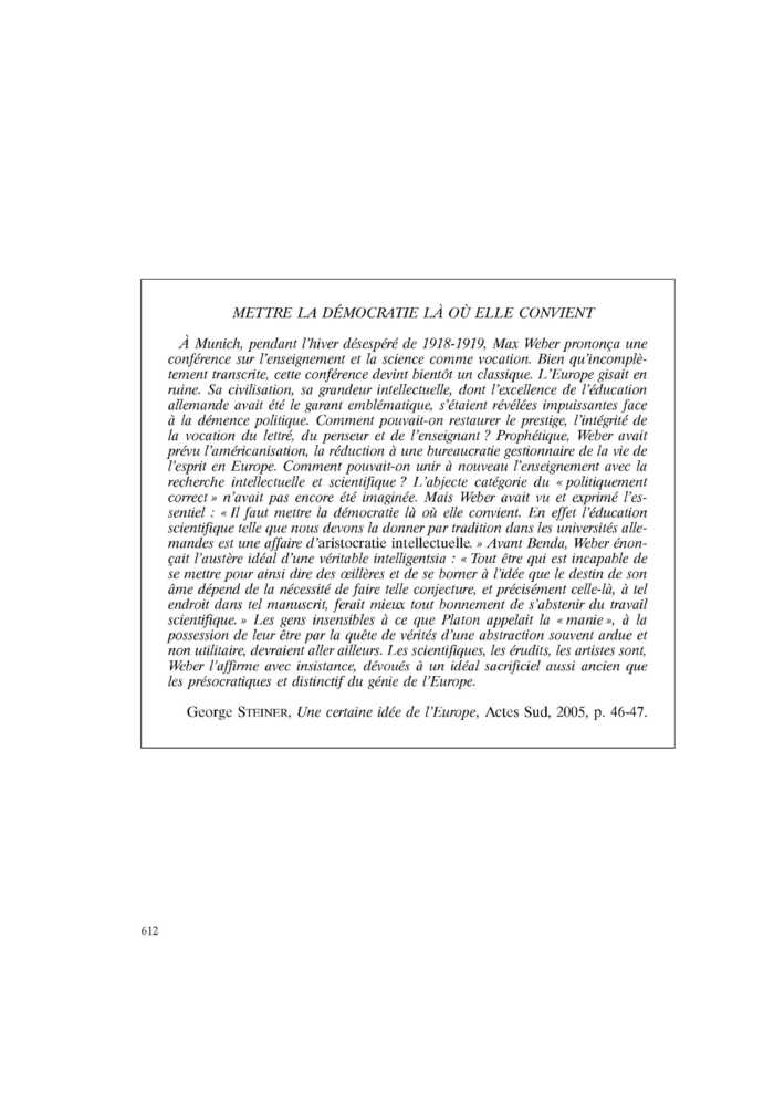METTRE LA DÉMOCRATIE LÀ OÙ ELLE CONVIENT
 – page 1