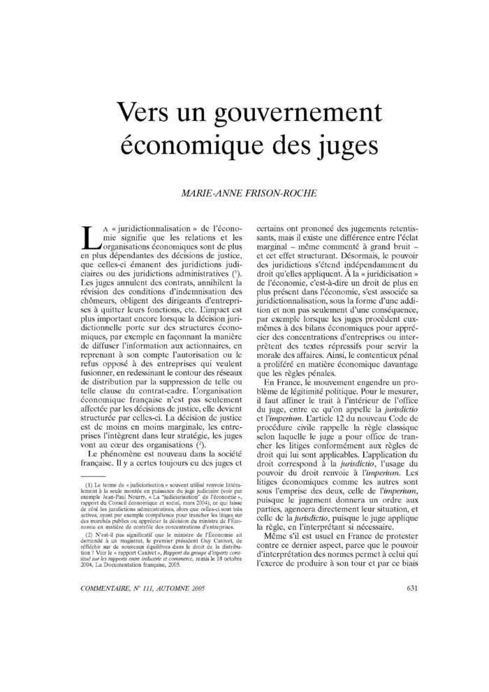 Vers un gouvernement économique des juges
 – page 1