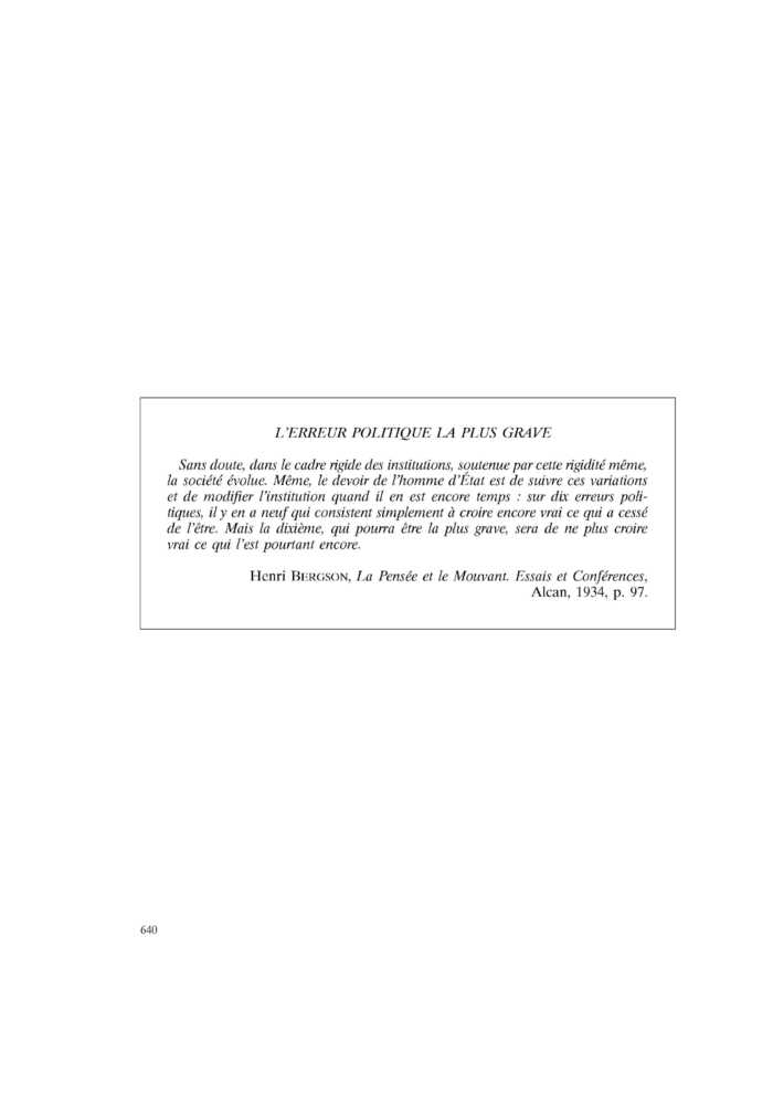 L’ERREUR POLITIQUE LA PLUS GRAVE
 – page 1