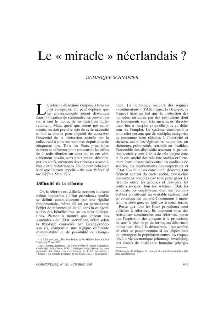Le « miracle » néerlandais ?
 – page 1