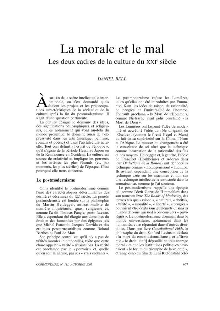 La morale et le mal. Les deux cadres de la culture du XXIe siècle
 – page 1
