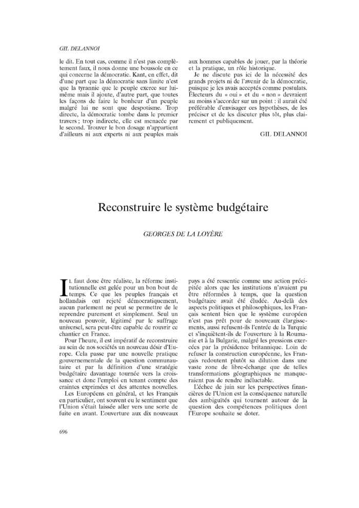 Reconstruire le système budgétaire
 – page 1