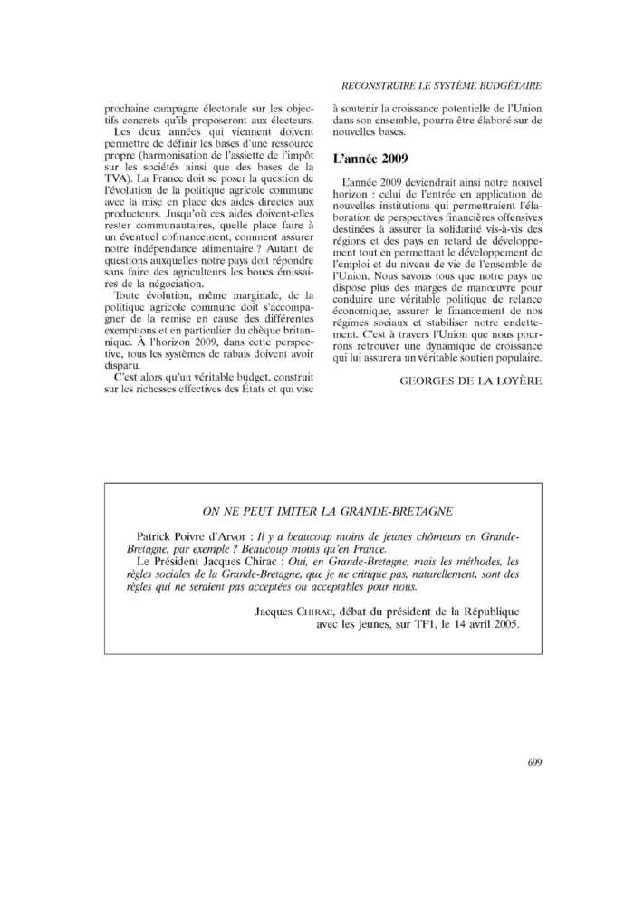 ON NE PEUT IMITER LA GRANDE-BRETAGNE
 – page 1