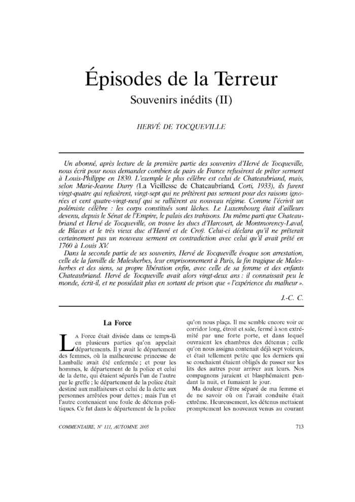 Épisodes de la Terreur Souvenirs inédits (II)
 – page 1