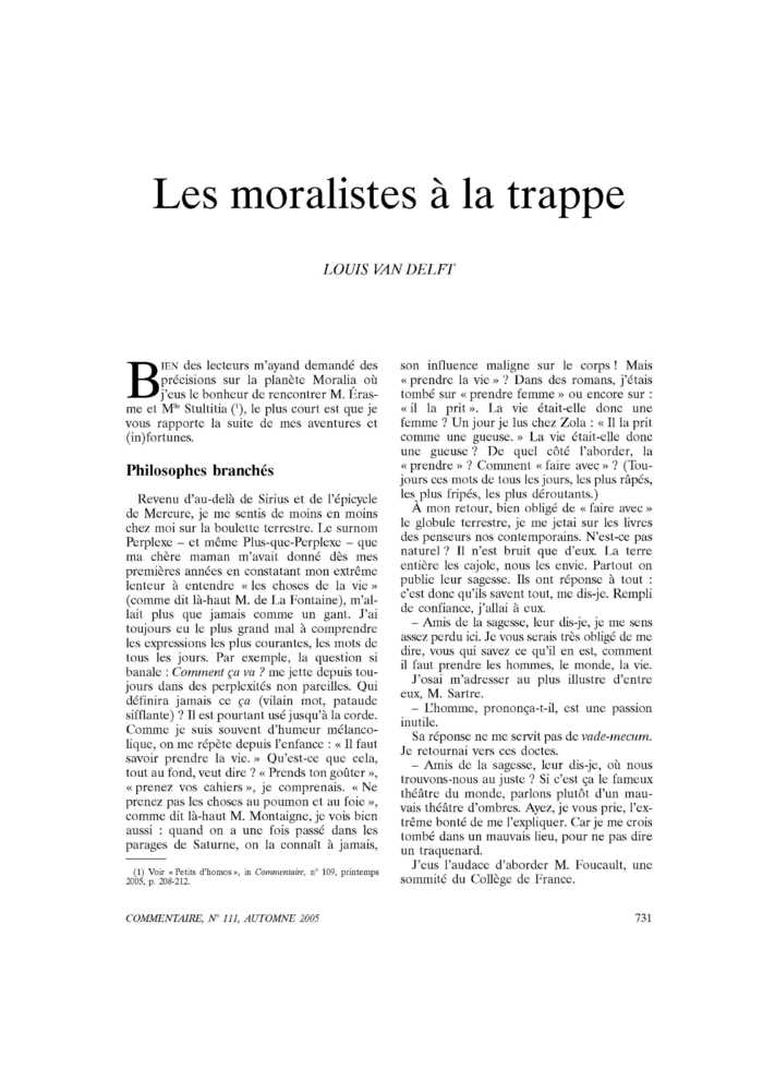 Les moralistes à la trappe
 – page 1