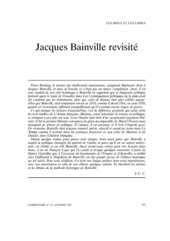 Jacques Bainville revisité
 – page 1