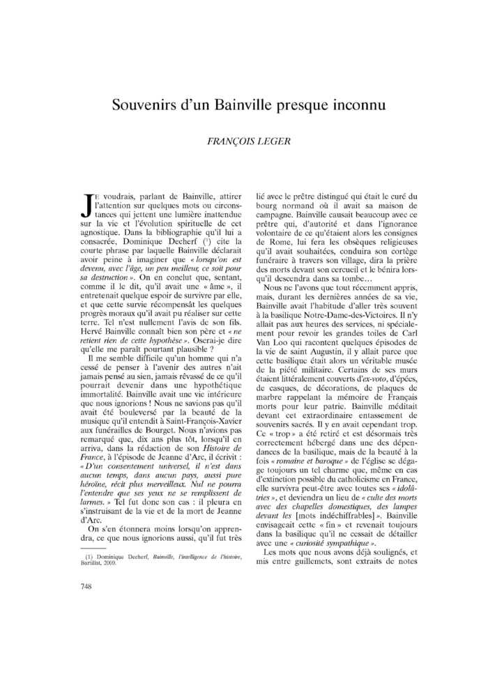 Souvenirs d’un Bainville presque inconnu
 – page 1