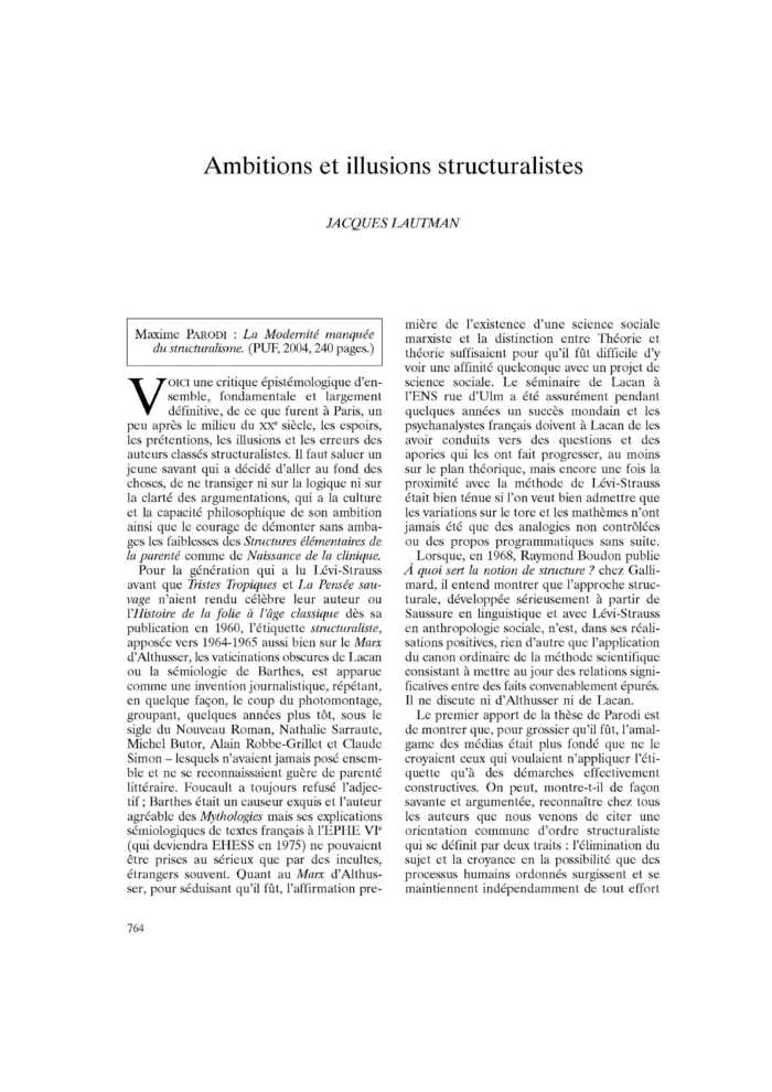 Ambitions et illusions structuralistes
 – page 1