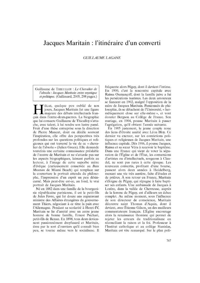 Jacques Maritain : l’itinéraire d’un converti
 – page 1