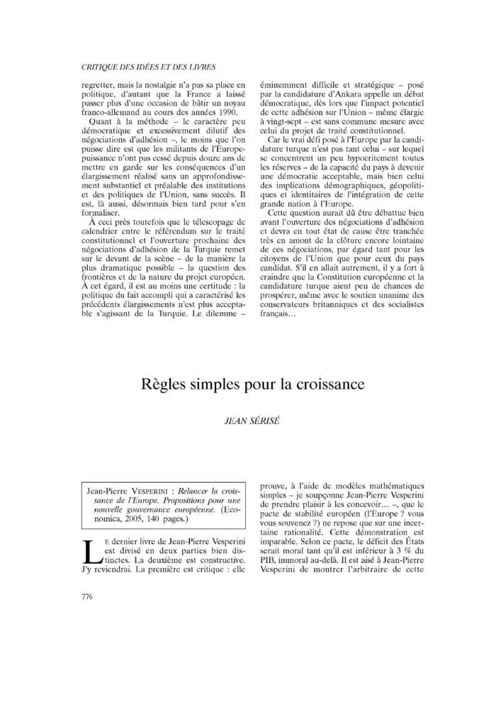 Règles simples pour la croissance
 – page 1