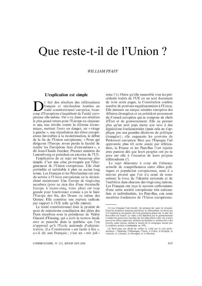 Que reste-t-il de l’Union ?
 – page 1