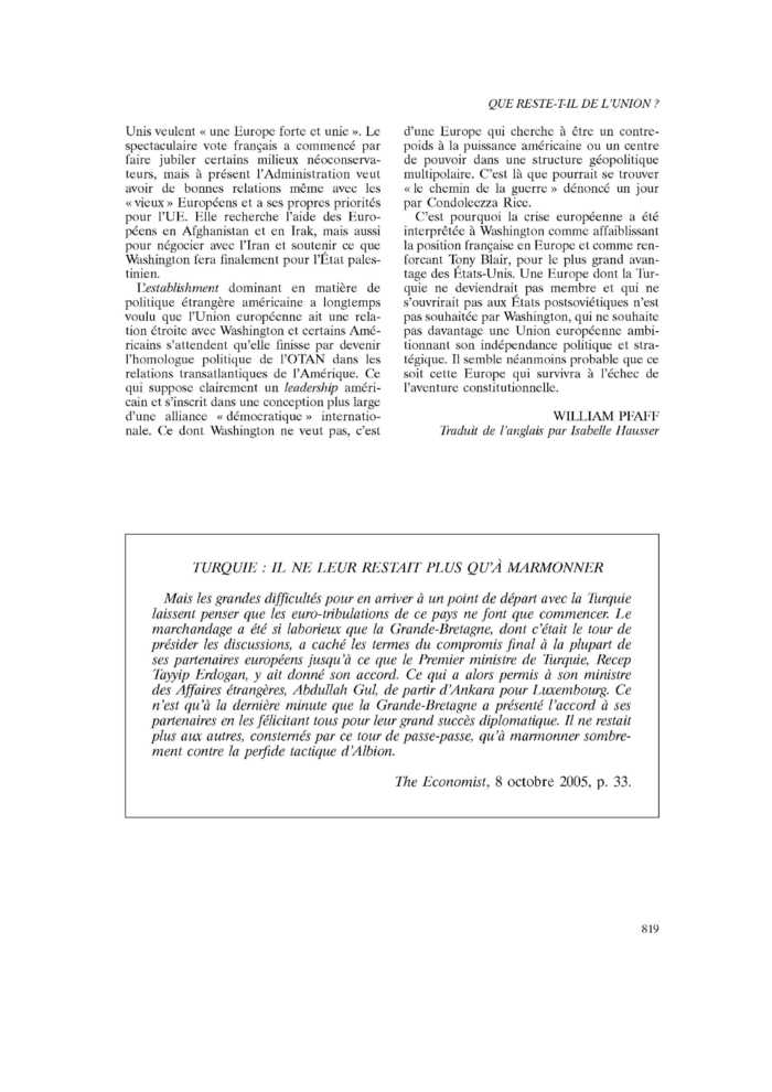 TURQUIE : IL NE LEUR RESTAIT PLUS QU’À MARMONNER
 – page 1