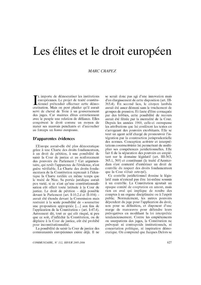 Les élites et le droit européen
 – page 1