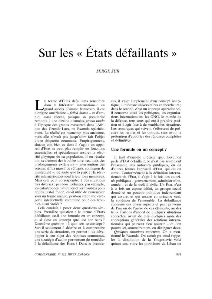 Sur les « États défaillants »
 – page 1