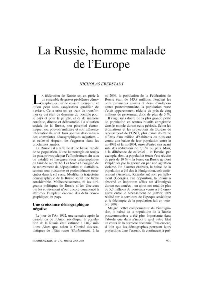 La Russie, homme malade de l’Europe
 – page 1