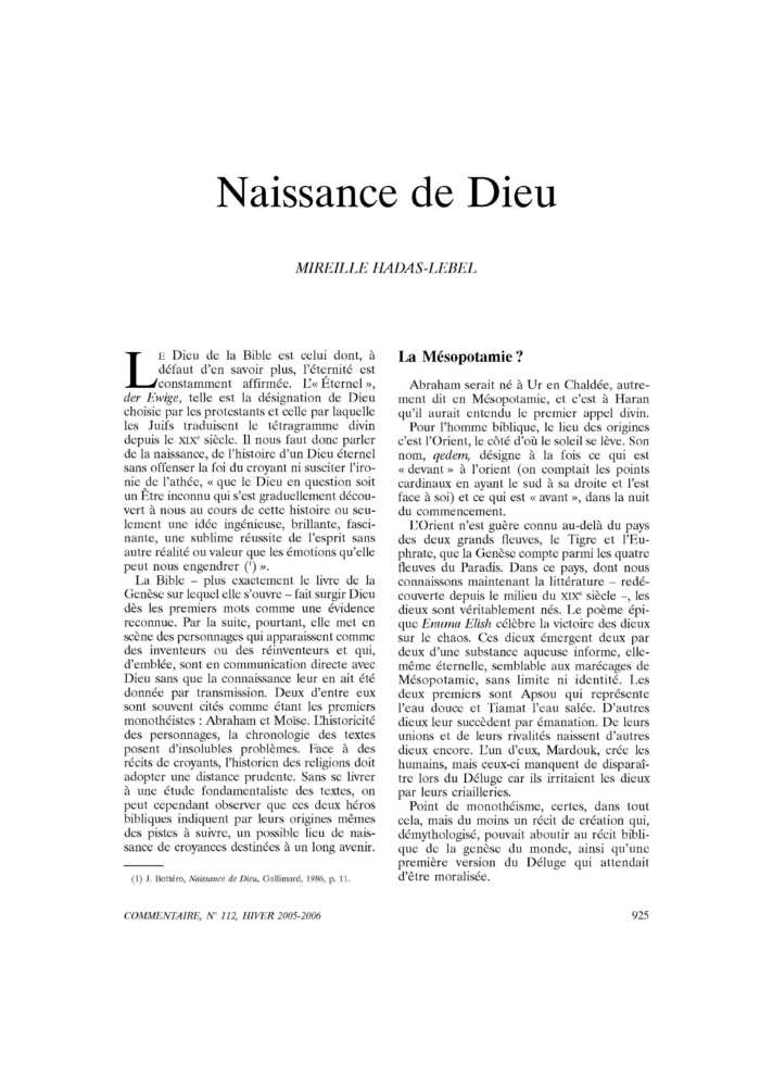 Naissance de Dieu
 – page 1