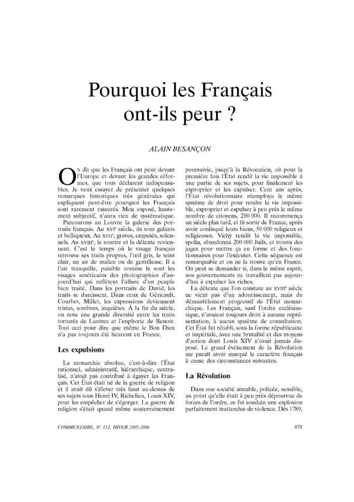 Pourquoi les Français ont-ils peur ?
 – page 1