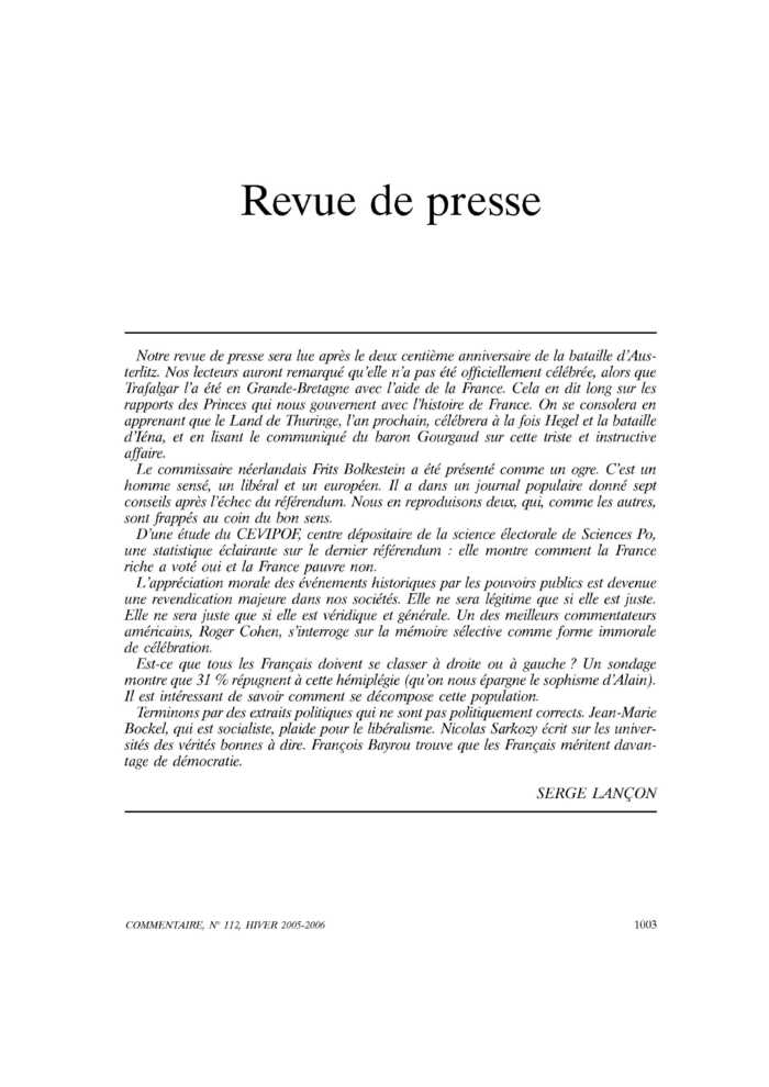 Revue de presse
 – page 1