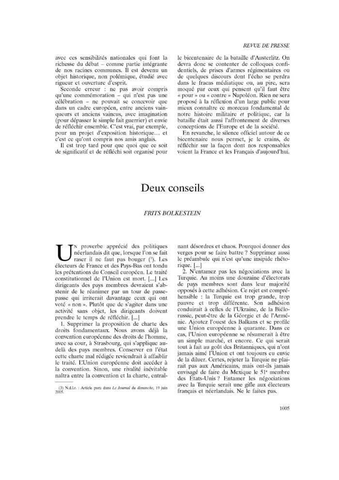 Deux conseils
 – page 1