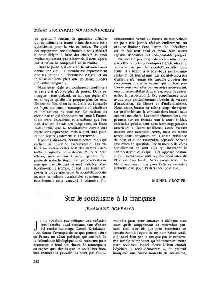 Sur le socialisme à la française
 – page 1