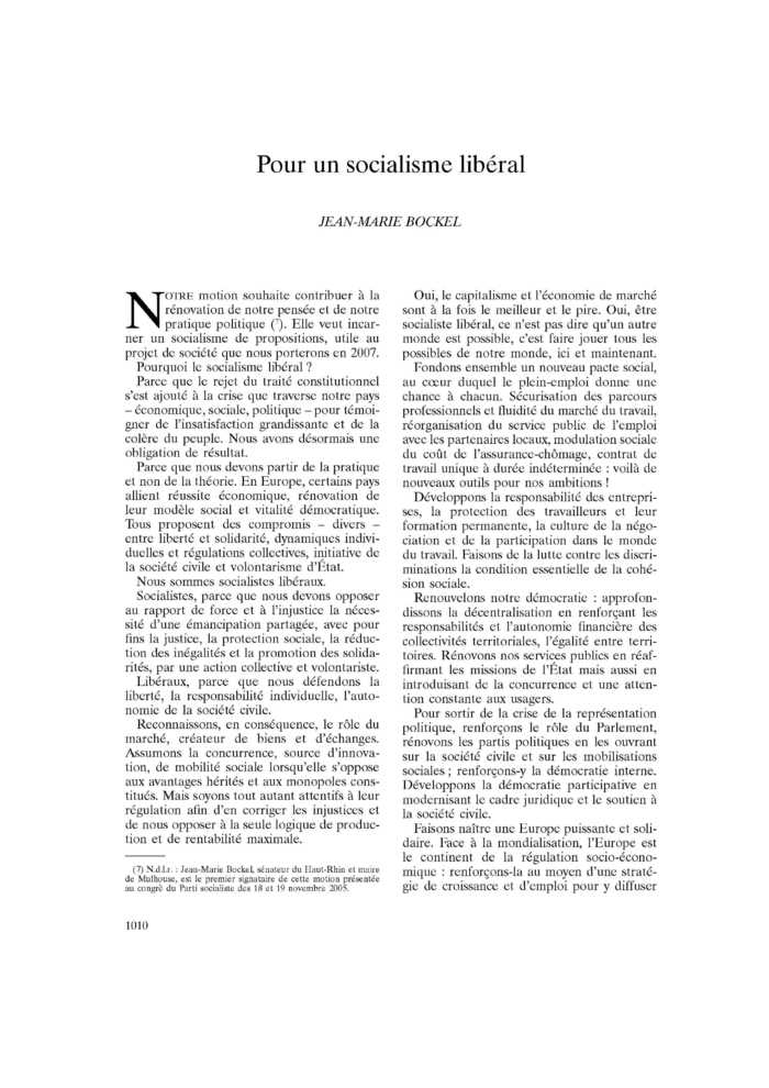 Pour un socialisme libéral
 – page 1