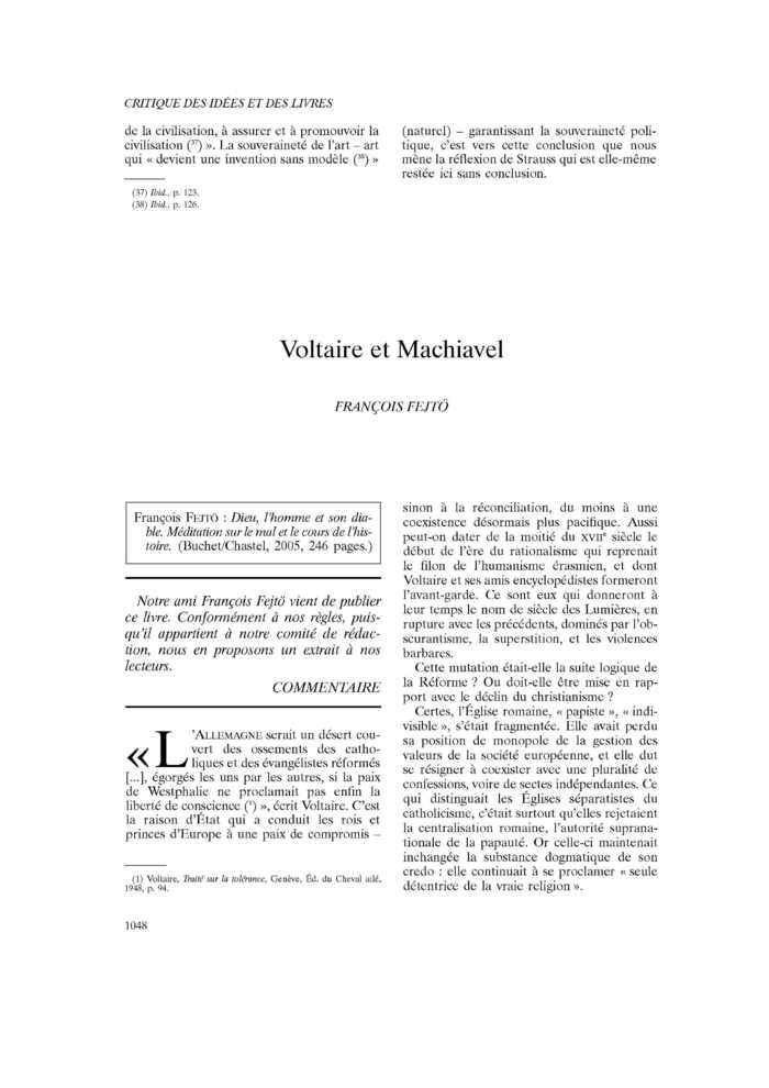 Voltaire et Machiavel
 – page 1