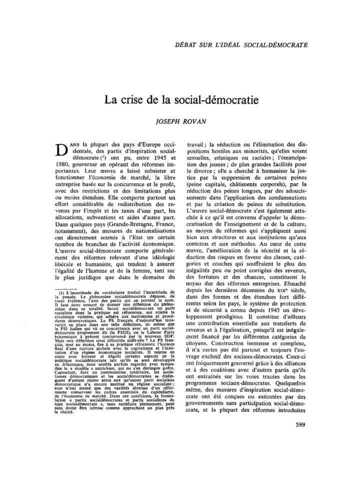 La crise de la social-démocratie
 – page 1