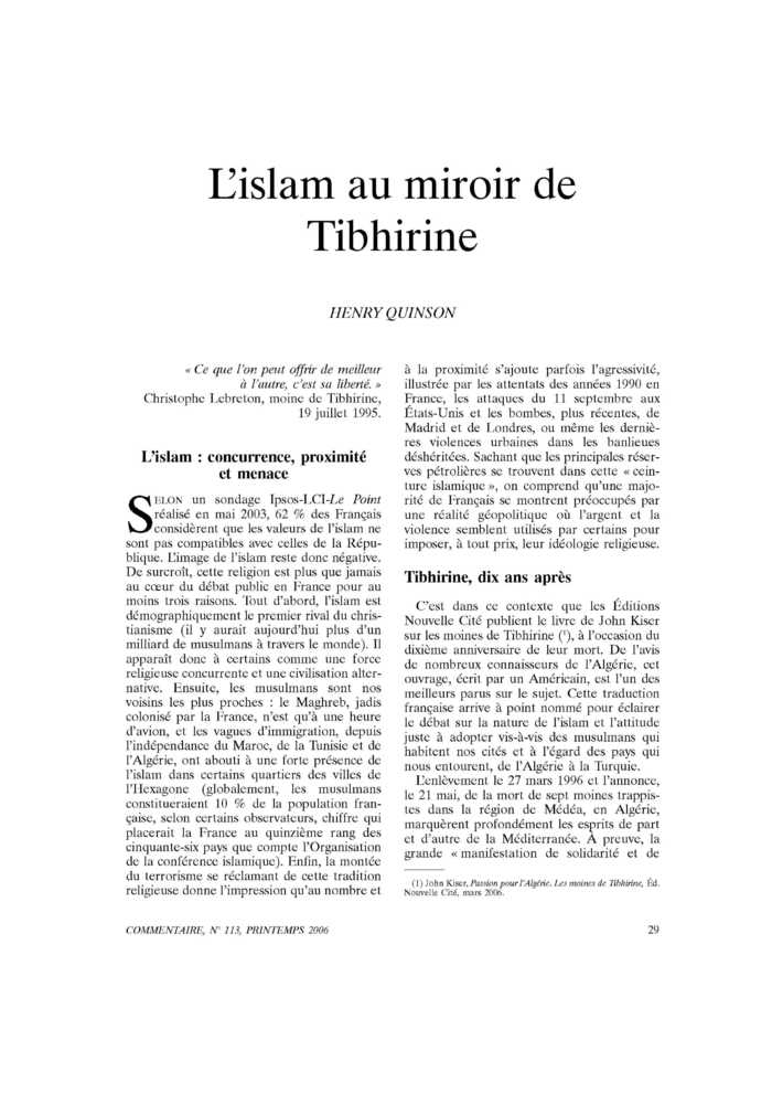 L’islam au miroir de Tibhirine
 – page 1