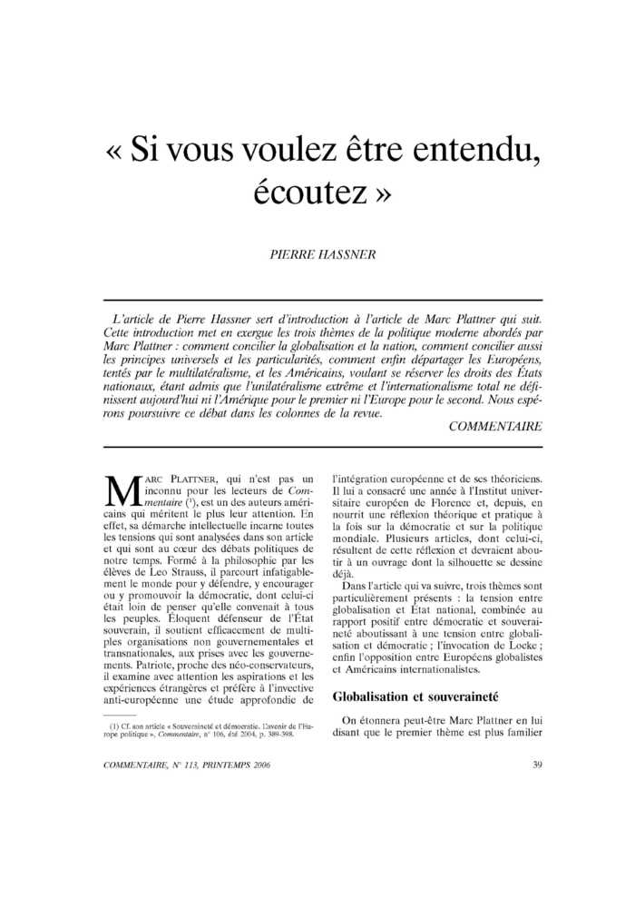 « Si vous voulez être entendu, écoutez »
 – page 1