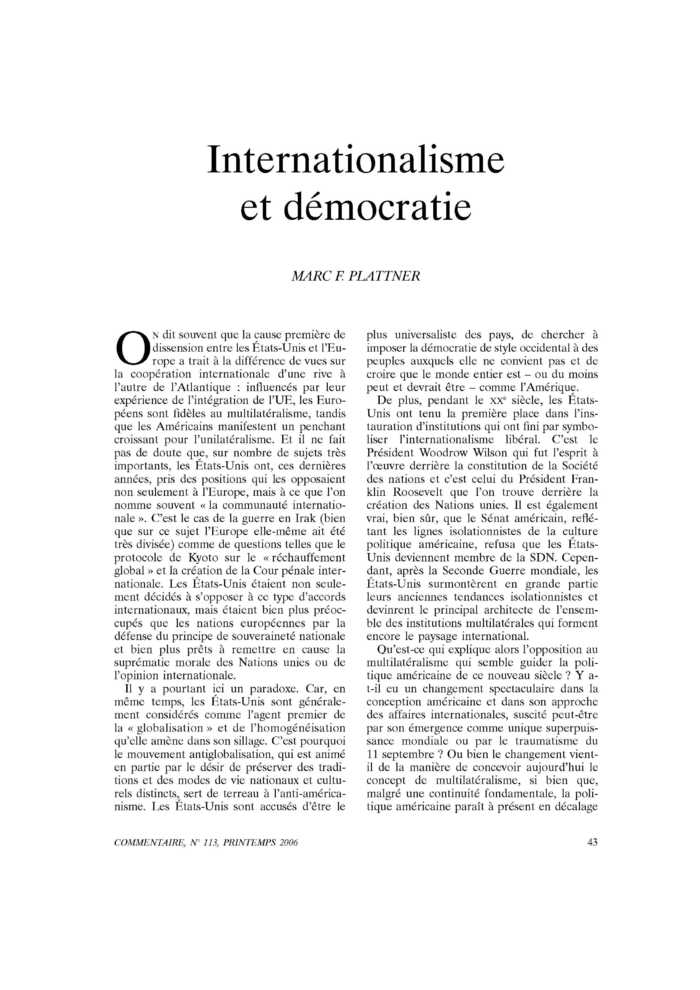 Internationalisme et démocratie
 – page 1