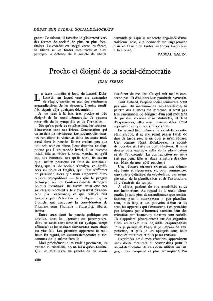 Proche et éloigné de la social-démocratie
 – page 1