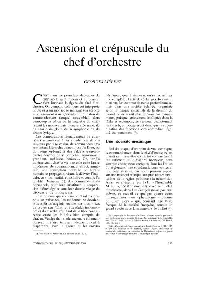 Ascension et crépuscule du chef d’orchestre
 – page 1