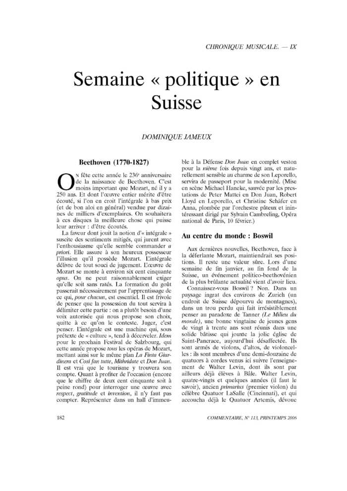 Semaine « politique » en Suisse
 – page 1