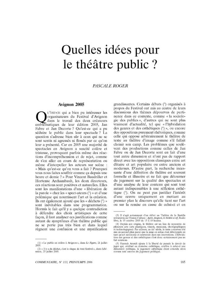 Quelles idées pour le théâtre public ?
 – page 1