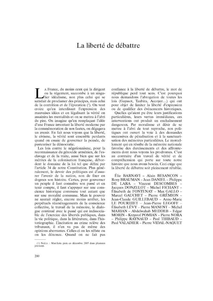 La liberté de débattre
 – page 1