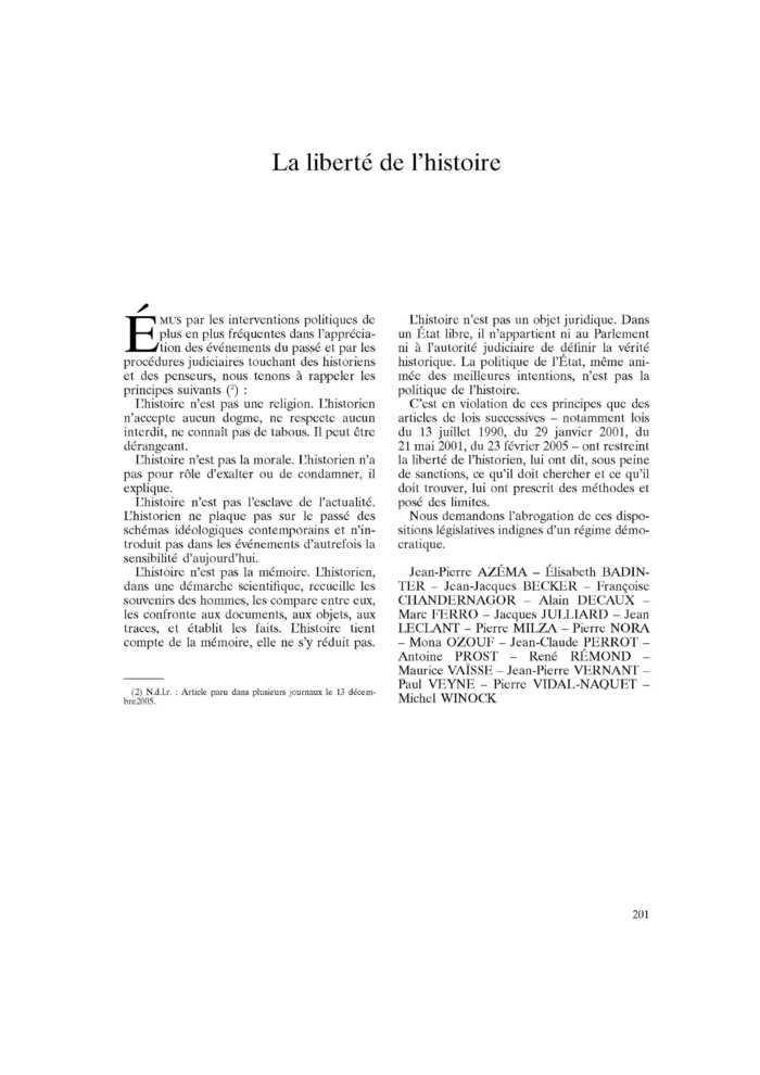 La liberté de l’histoire
 – page 1