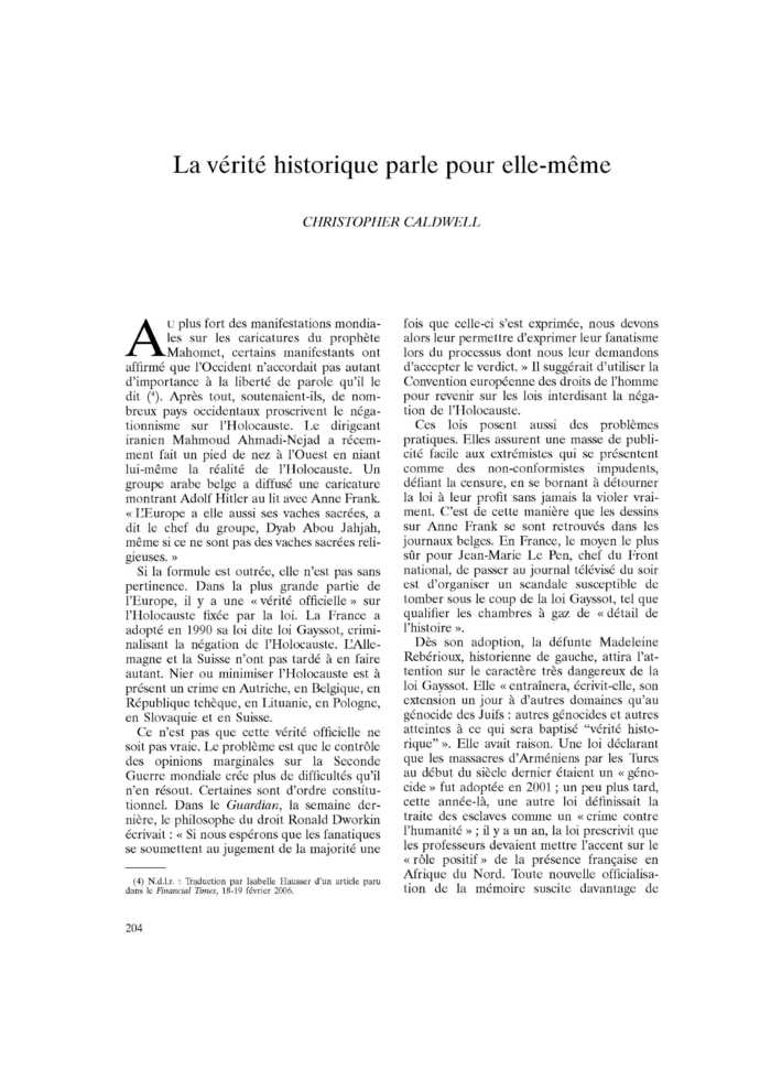 La vérité historique parle pour elle-même
 – page 1