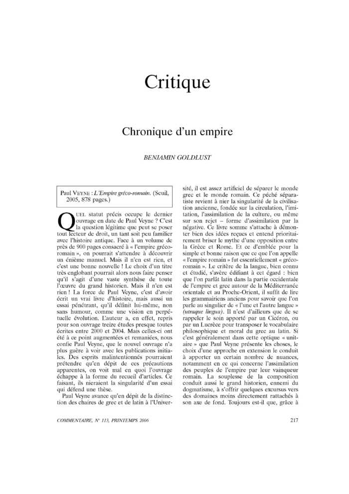 Chronique d’un empire
 – page 1