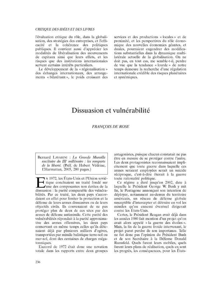 Dissuasion et vulnérabilité
 – page 1