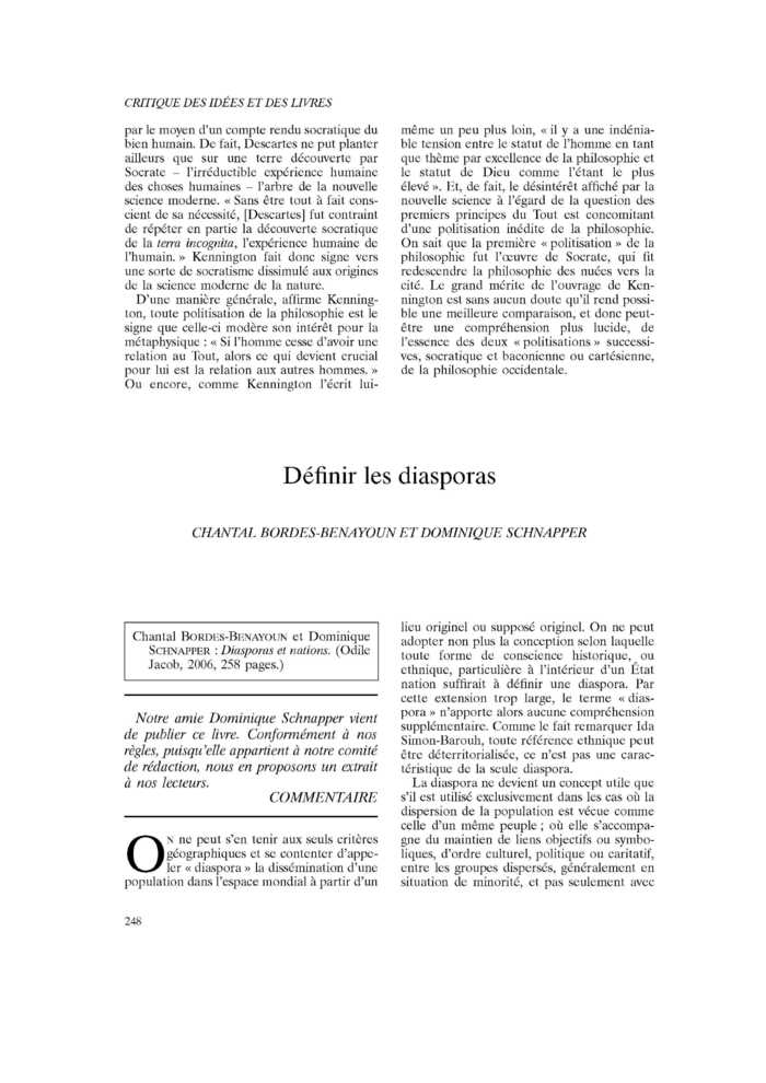 Définir les diasporas
 – page 1