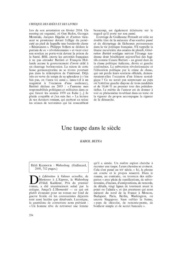 Une taupe dans le siècle
 – page 1