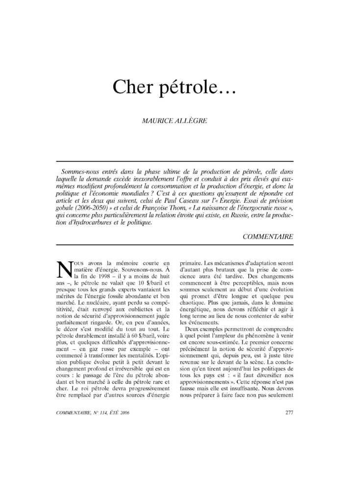 Cher pétrole…
 – page 1