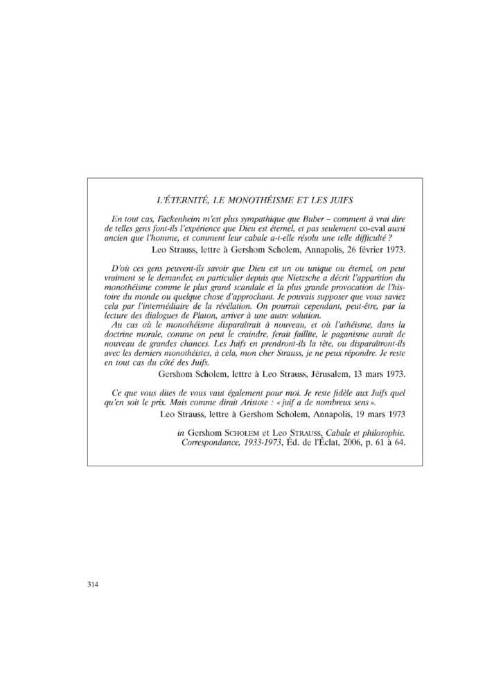 L’ÉTERNITE, LE MONOTHÉISME ET LES JUIFS
 – page 1