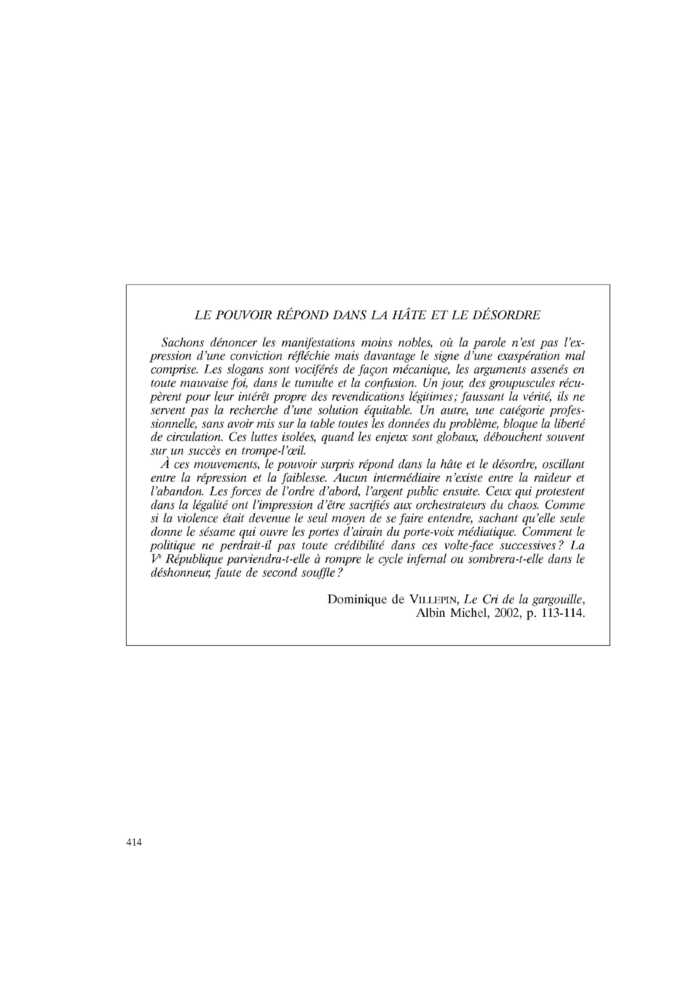 LE POUVOIR RÉPOND DANS LA HÂTE ET LE DÉSORDRE
 – page 1