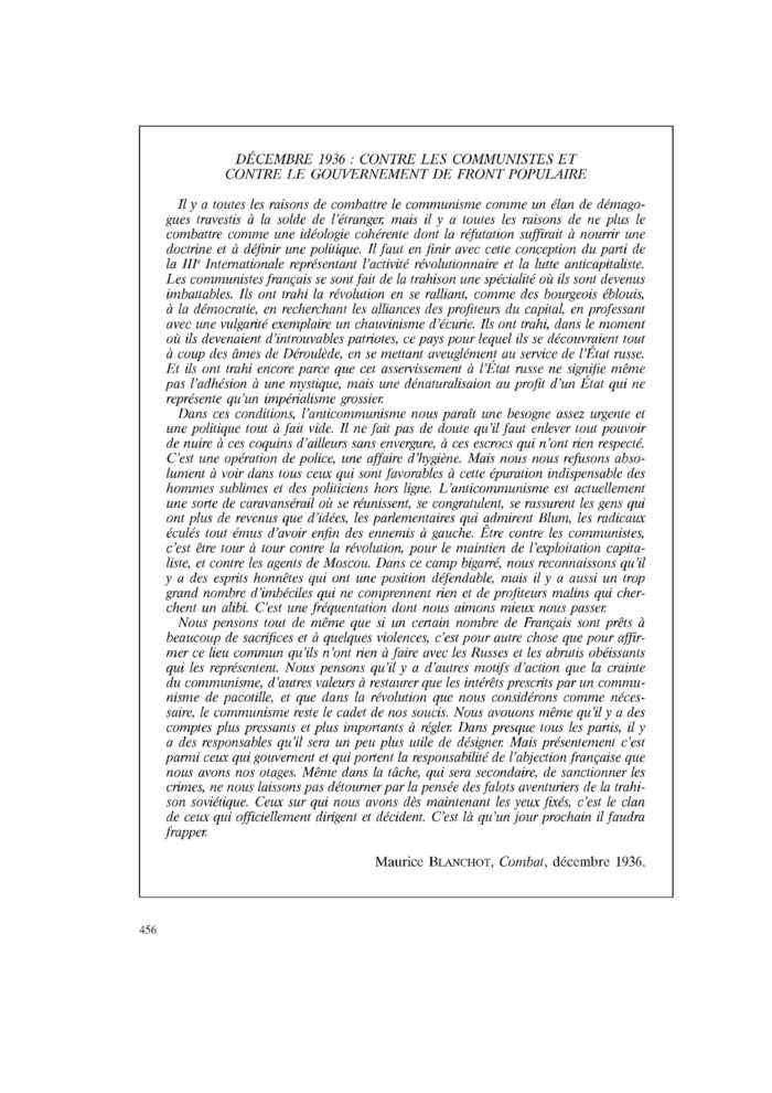 DÉCEMBRE 1936 : CONTRE LES COMMUNISTES ET CONTRE LE GOUVERNEMENT DE FRONT POPULAIRE
 – page 1